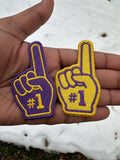 Foam Finger Embroidered Patch – Custom Team Colors, Iron-On Sew-On