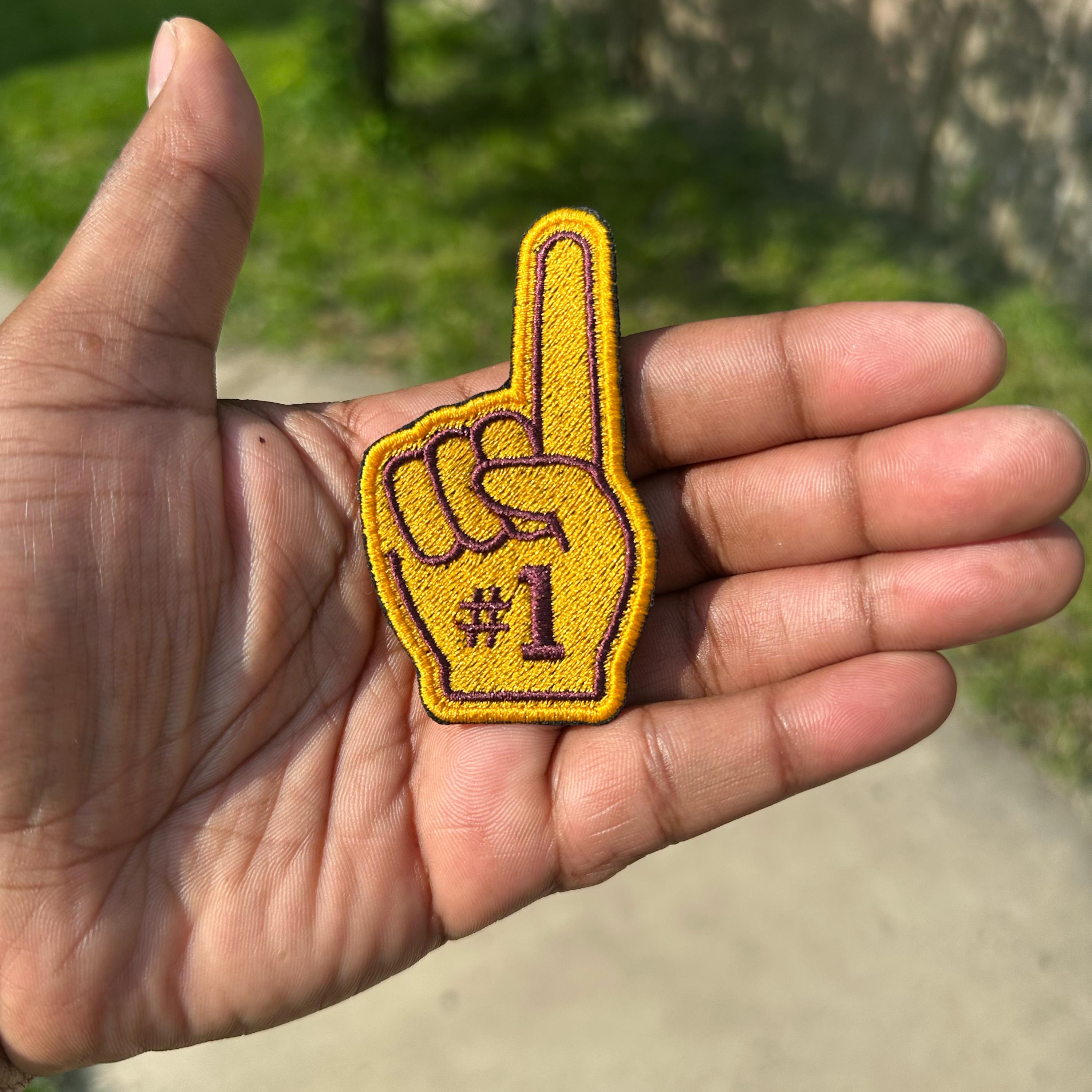 Number One Finger Embroidered Patch