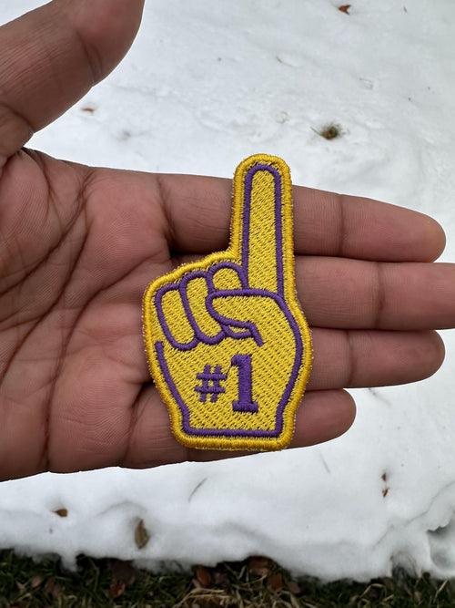 Foam Finger Embroidered Patch – Custom Team Colors, Iron-On Sew-On